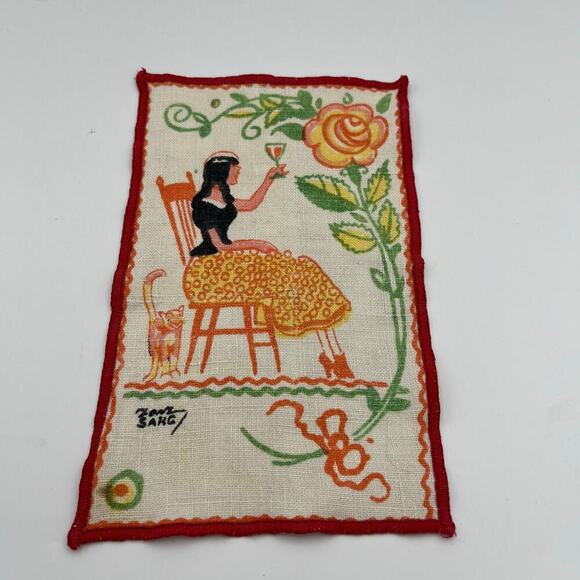 Tony Sarg Vintage 1930's Era Linen Cocktail Napkins Signed Set Of 10 - Picture 2 of 11